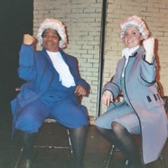 Two actors in colonial dress for Paul Revere Rides Again